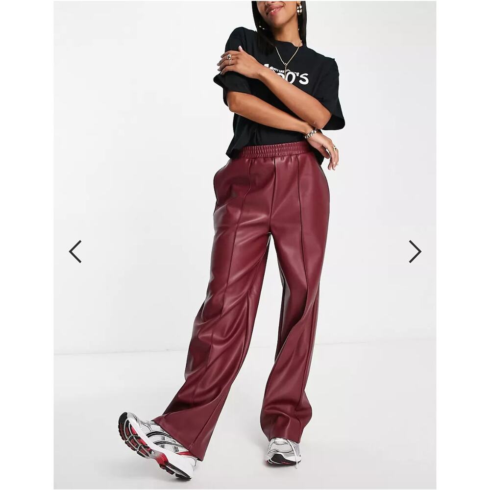 ASOS Burgundy Wide Leg Pants - Picture 4 of 11